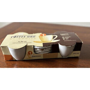 Konitz Coffee Bar ESPRESSO Set 4 Ceramic Cups and 4 Saucers